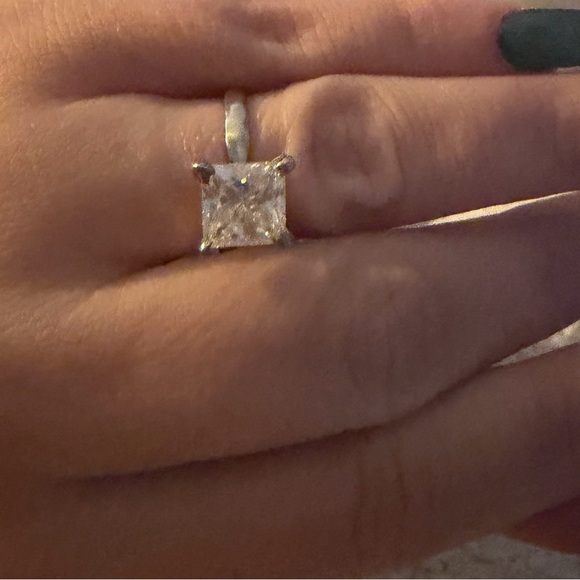 Classic Solitaire Princess-Cut Engagement Ring in Silver - Picture 6 of 6